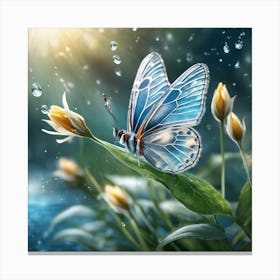 Butterfly In The Rain Canvas Print