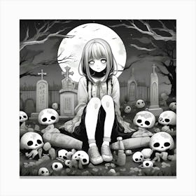 Graveyard Anime Girl Canvas Print