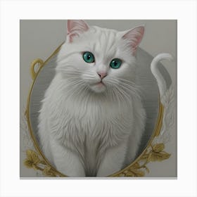 White Cat In A Frame Canvas Print