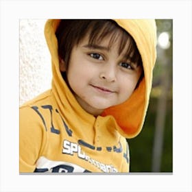 Boy In Yellow Hoodie Canvas Print