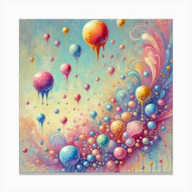 Guache Textured Falling Bubbles.AI Canvas Print