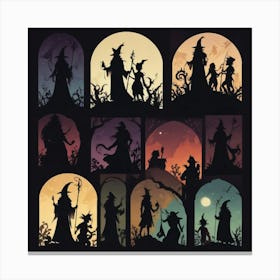 Witches Silhouettes Canvas Print