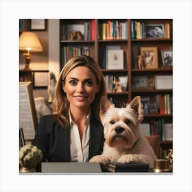 Portrait Of A Woman With A Dog Canvas Print