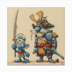 Myeera A Samurai And A Smurf Mixture 7b3a9b4f D96e 4290 928f Ffa1de29b1fe Canvas Print