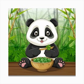 Panda Bear Eating Greens Canvas Print