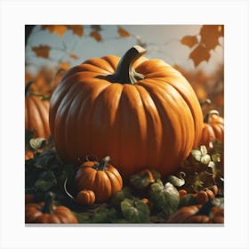 Pumpkins In A Field Canvas Print