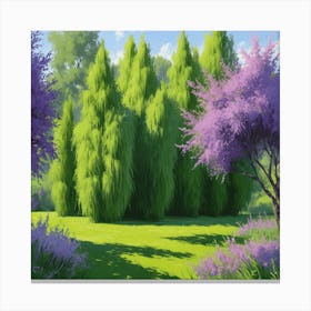 Purple Trees In A Garden Canvas Print