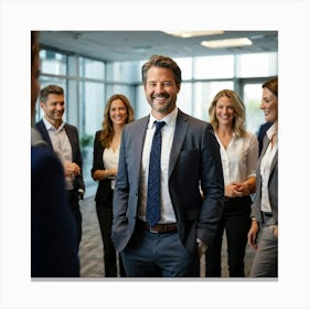 Smiling Business People In Office 1 Canvas Print