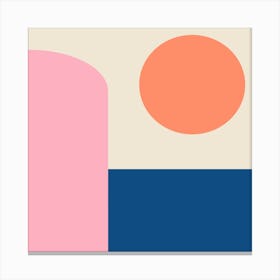 Simple Modern Geometric Shapes in Blue Orange and Pink Canvas Print