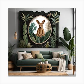 Kangaroo Bohemian Wall Art Canvas Print