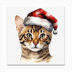 Bengal Cat In Santa Hat 3 Canvas Print