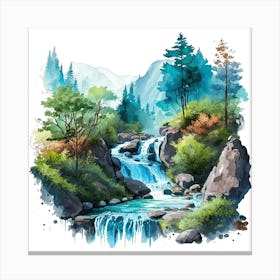 Watercolor Waterfall 3 Canvas Print