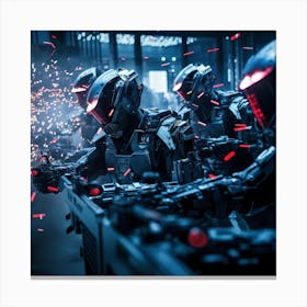 Robots In Action Canvas Print