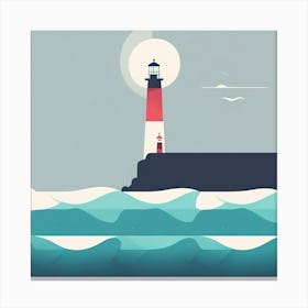 Lighthouse Ocean Nautical Sea Minimal Minimalist Canvas Print