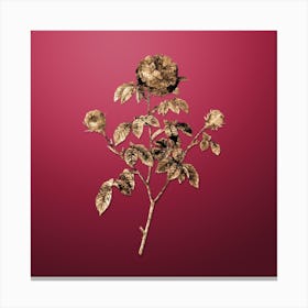 Gold Botanical Agatha Rose in Bloom on Viva Magenta Canvas Print
