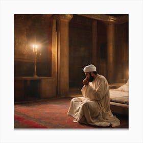 Man in bedroom Canvas Print