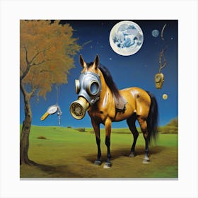 Horse With A Gas Mask Canvas Print