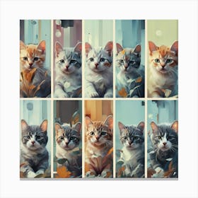 Cats In A Row 1 Canvas Print