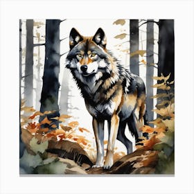Wolf In The Woods 76 Canvas Print