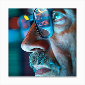 Man Looking At A Computer Screen Canvas Print