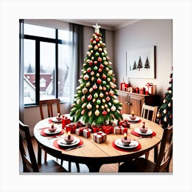 Christmas Decorations On Table In Living Room (34) Canvas Print