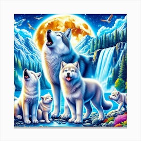 Howling Wolf with Family 1 Canvas Print