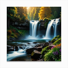 Waterfall In The Forest 5 Canvas Print