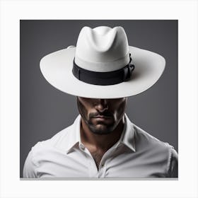 The Marine In Private Wearing A White Hat -Photo Real Portrait Canvas Print