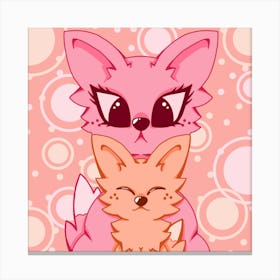 Pink Orange Foxes Canvas Print