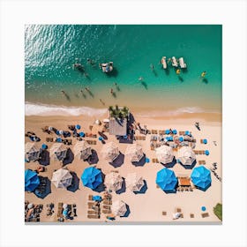 Aerial View Beach Club Summer Photography Canvas Print