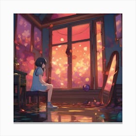 Manga Girl In A Room 9 Canvas Print