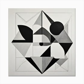 A Modern Abstract Artwork Composed Of Bold Geometric Shapes And Lines In A Monochrome Palette Convey 3710073730 Canvas Print