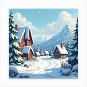 Gentle Snowfall Blanketing An Enchanting Village 1 Canvas Print