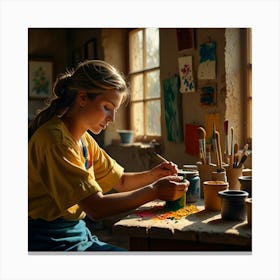 Girl In A Studio Canvas Print