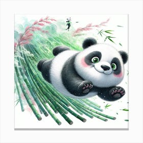 Panda Bear Flying Canvas Print