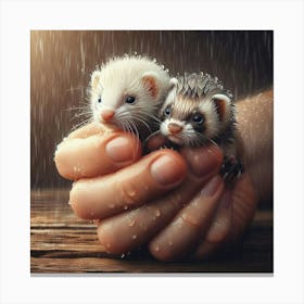 Ferrets In The Rain 1 Canvas Print