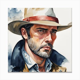 The Canadian Pioneer - Watercolor Portrait Canvas Print