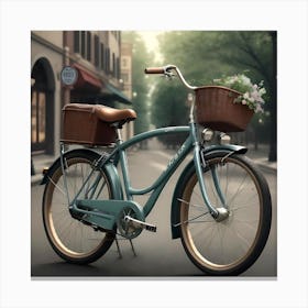 Bicycle On The Street Canvas Print