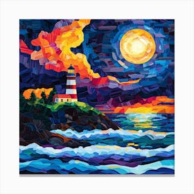 Lighthouse At Night Toile