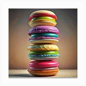 Stack Of Colorful Macarons Canvas Print