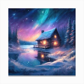 Cabin by the Lake Canvas Print