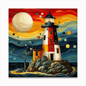 Lighthouse At Night 4 Canvas Print