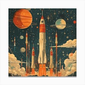 Retro Space Rockets Canvas Print