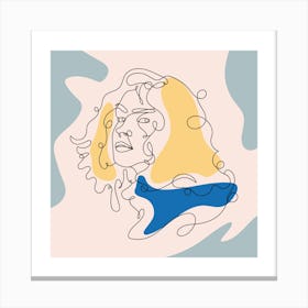 Portrait Of A Woman Continuous line drawing of a woman, Scandinavian wall art, fine art print. 9 Canvas Print