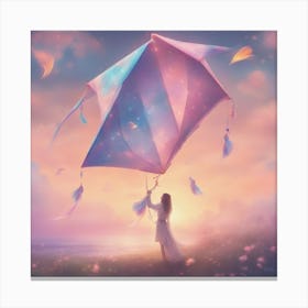 Dreamy Portrait Of A Cute Kite In Magical Scenery, Pastel Aesthetic, Surreal Art, Hd, Fantasy, Fairy Canvas Print