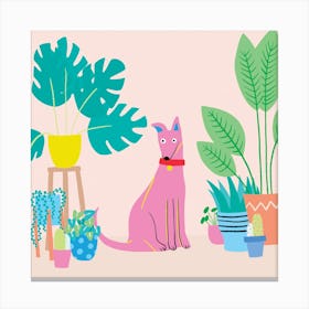 Dog And Plantscmyk Canvas Print