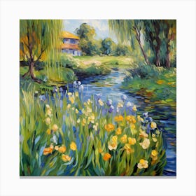 Floral Fusion: Monet's Riverside Elegance Canvas Print