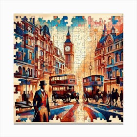 Abstract Puzzle Art English gentleman in London 3 Canvas Print