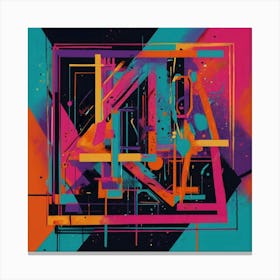 Abstract Piece Neon Wall Art Canvas Print