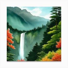 Waterfall In Autumn 1 Canvas Print